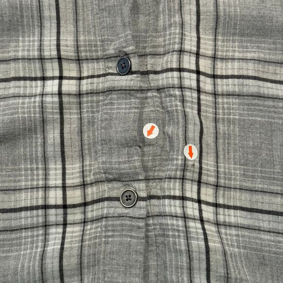 J Jill Tunic Top Cottage Minimalist Lagenlook Preppy Button Up Plaid Gray XLT - Picture 5 of 7